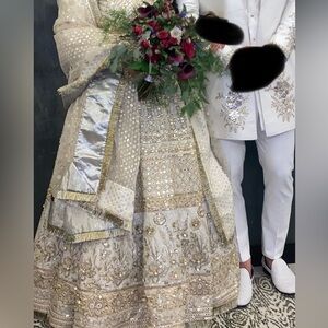 Exquisite Cream and Gold Women's Lehenga